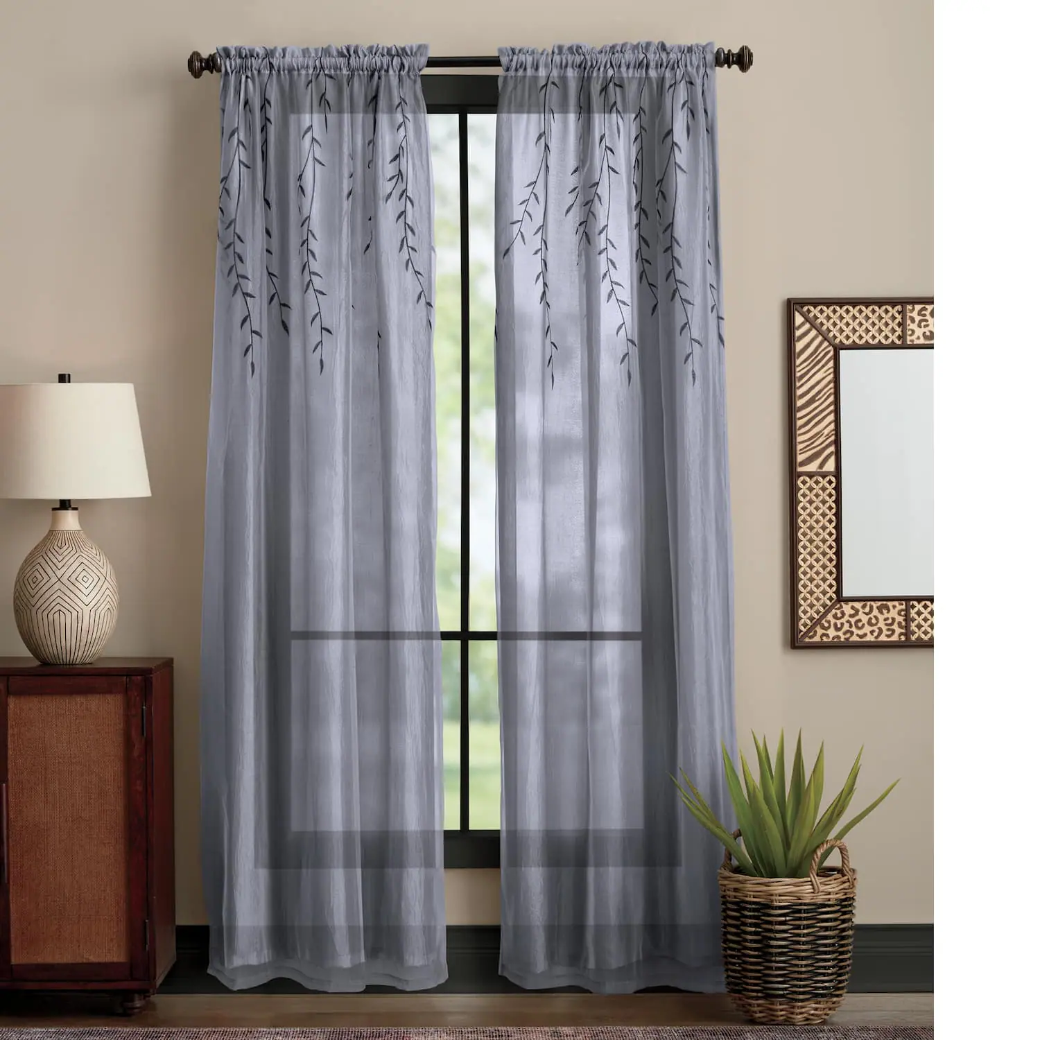 Embroidered Organza Overlay Single Panel