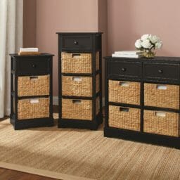 Admiral Basket Storage set on woven rug
