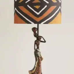 African Woman Table Lamp on white background