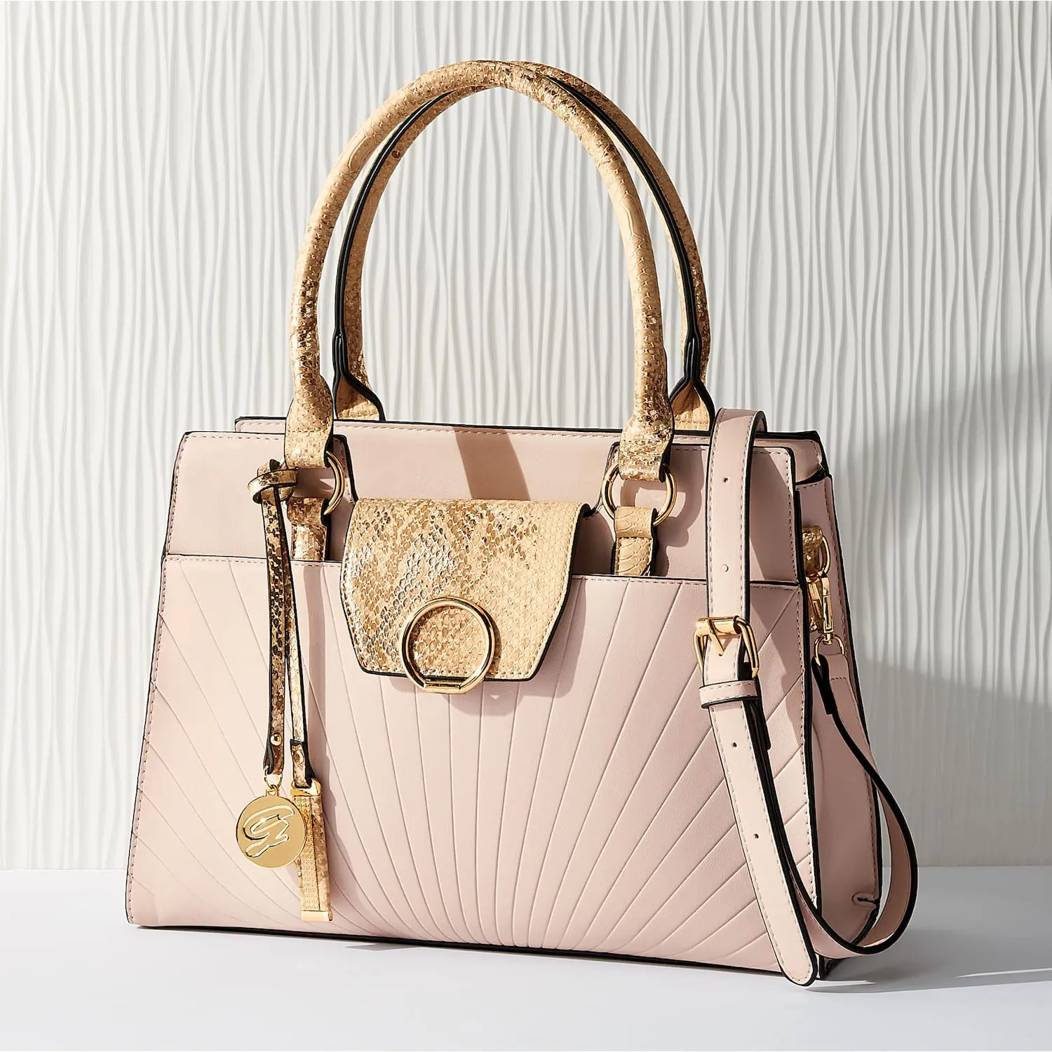 Yolanda Adams Classic Snake-Trim Satchel