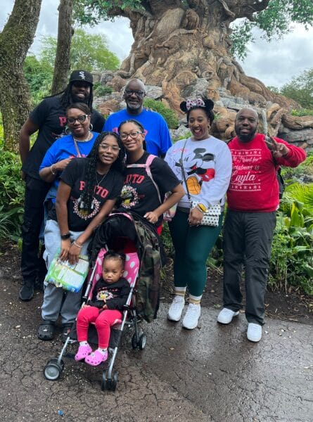 Family taking a group picture