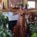 Woman in brown 2 piece set