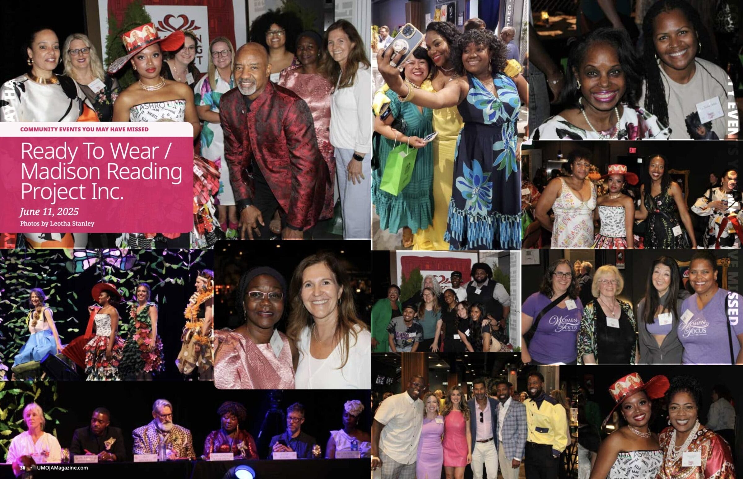 A vibrant collage of diverse attendees at the Ready To Wear event, showcasing colorful outfits and joyful interactions.