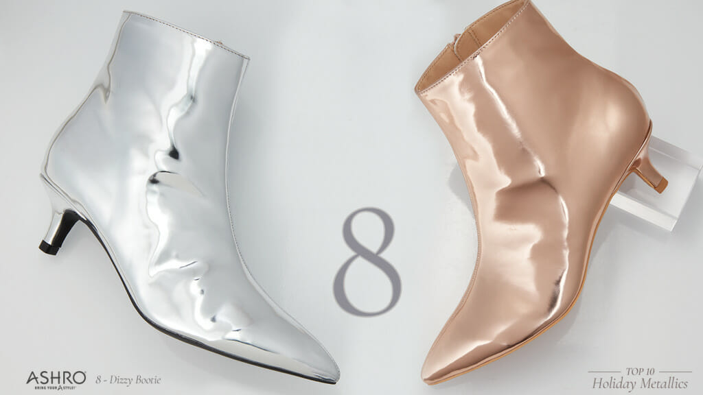 Silver and pink shiny metallic booties.