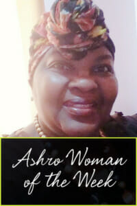 Ashro Woman of the Week Brenda, a smiling African-American woman wearing a headwrap