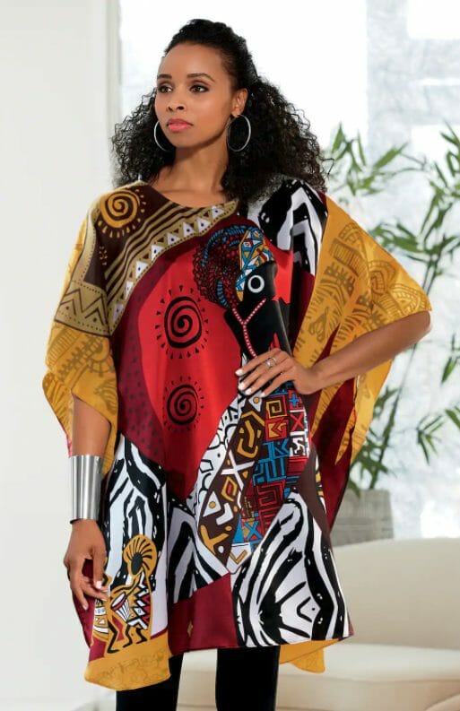 Black woman modeling Ashro's Zola Tunic Caftan