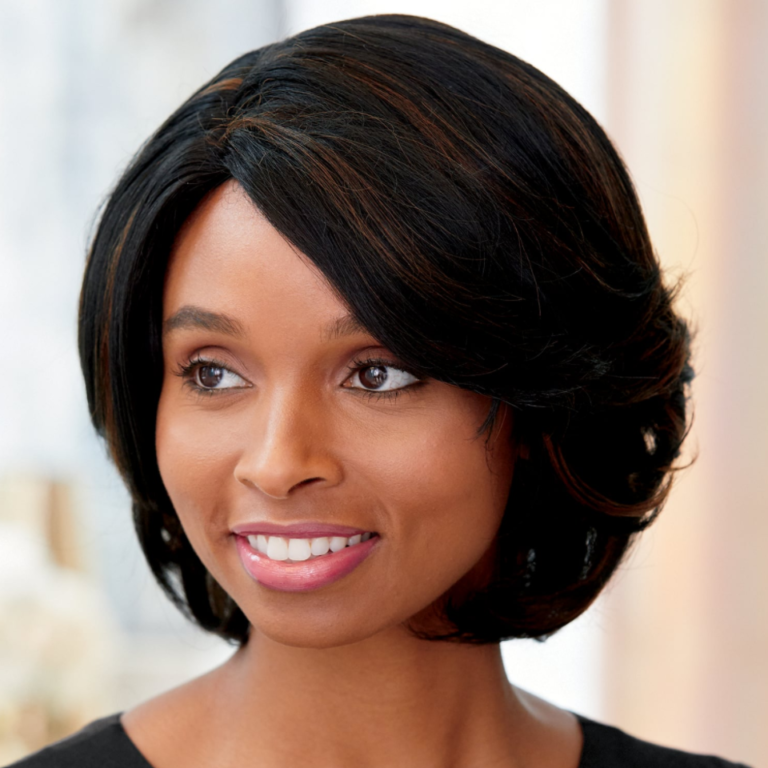 Black woman modeling Glenda Wig