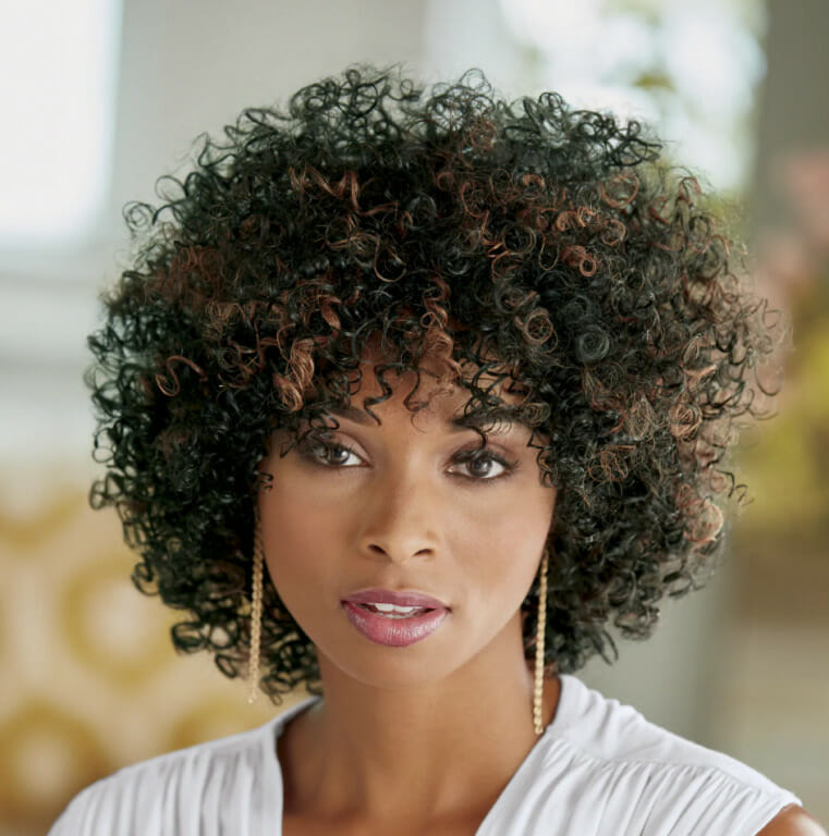 Black woman modeling Katrina Wig
