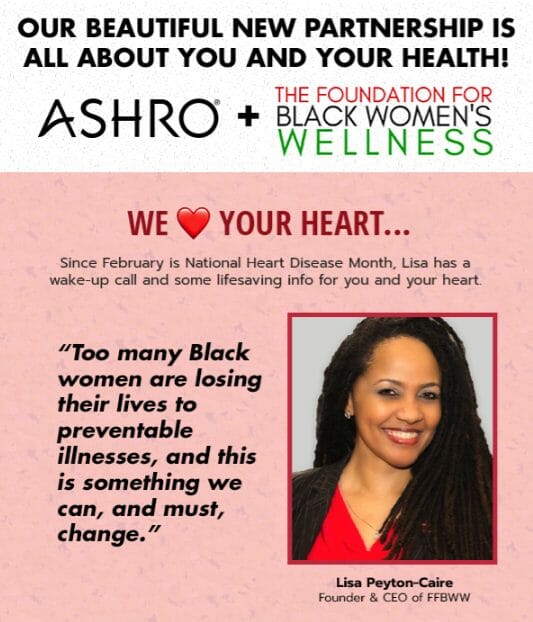 Partnership announcement between Ashro & the Foundation for Black Women's Wellness