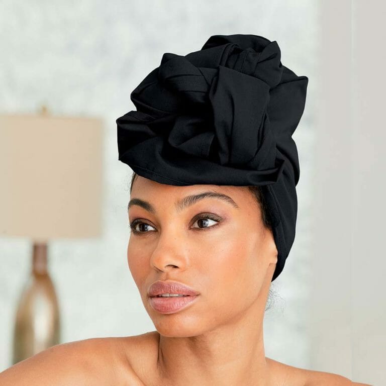 African American woman wearing Everyday Diva Headwrap in Black.