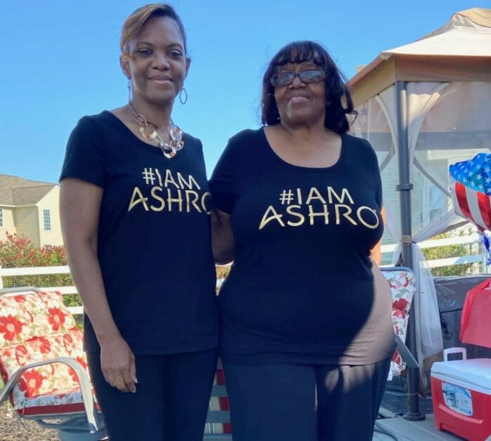 Kimberly fisher and mother in "#I am Ashro" top