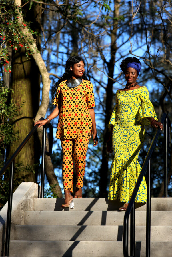 Black mother and daughter wearing Ashro Afrocentric fashions
